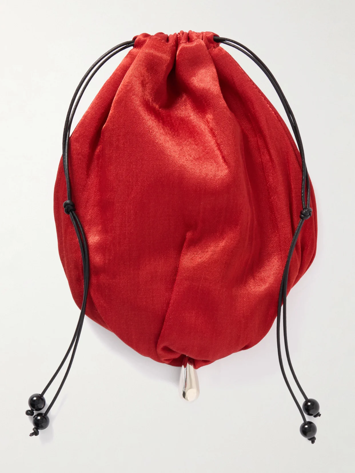 Teardrop Embellished Satin Drawstring Pouch - 1