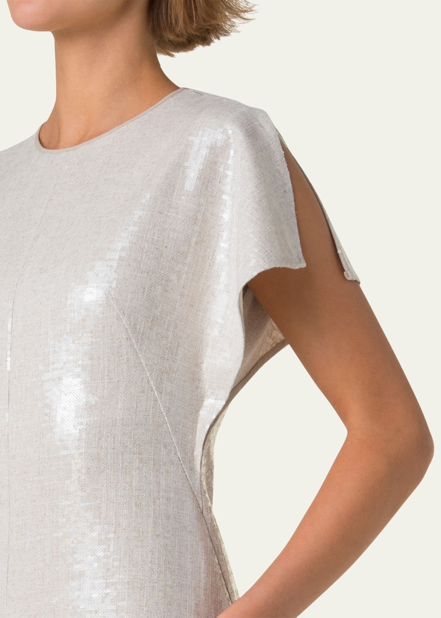 Sequined Viscose-Linen A-Line Midi Dress - 5