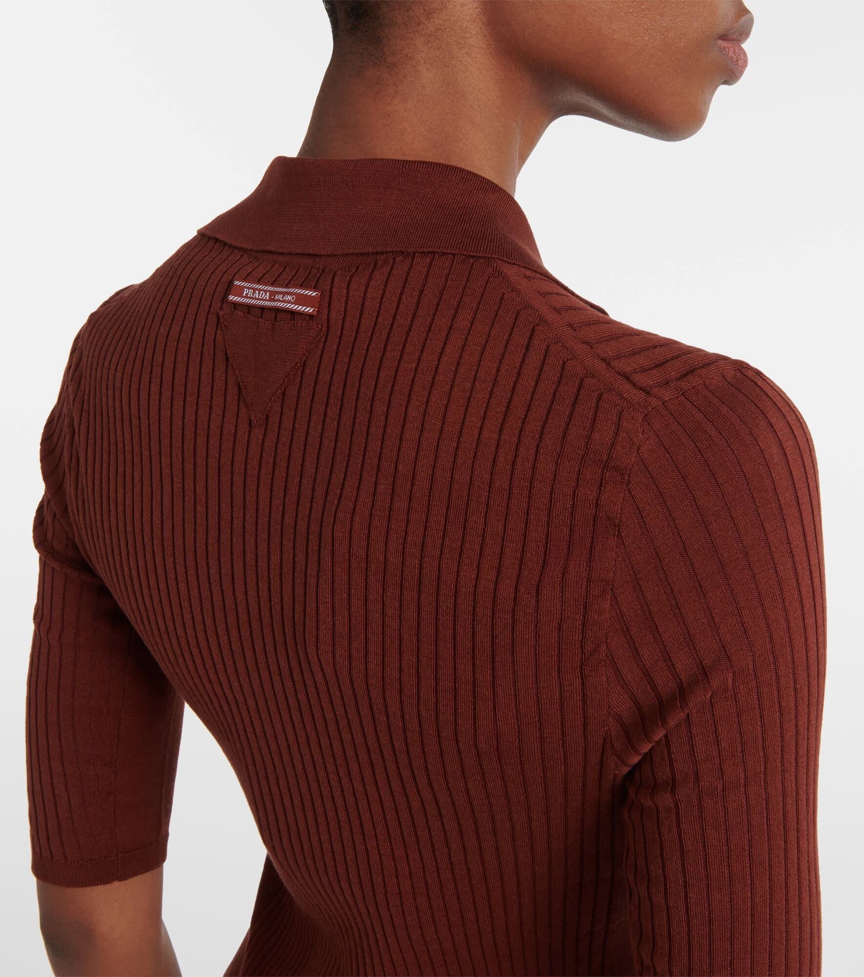 Cotton-blend polo sweater - 5