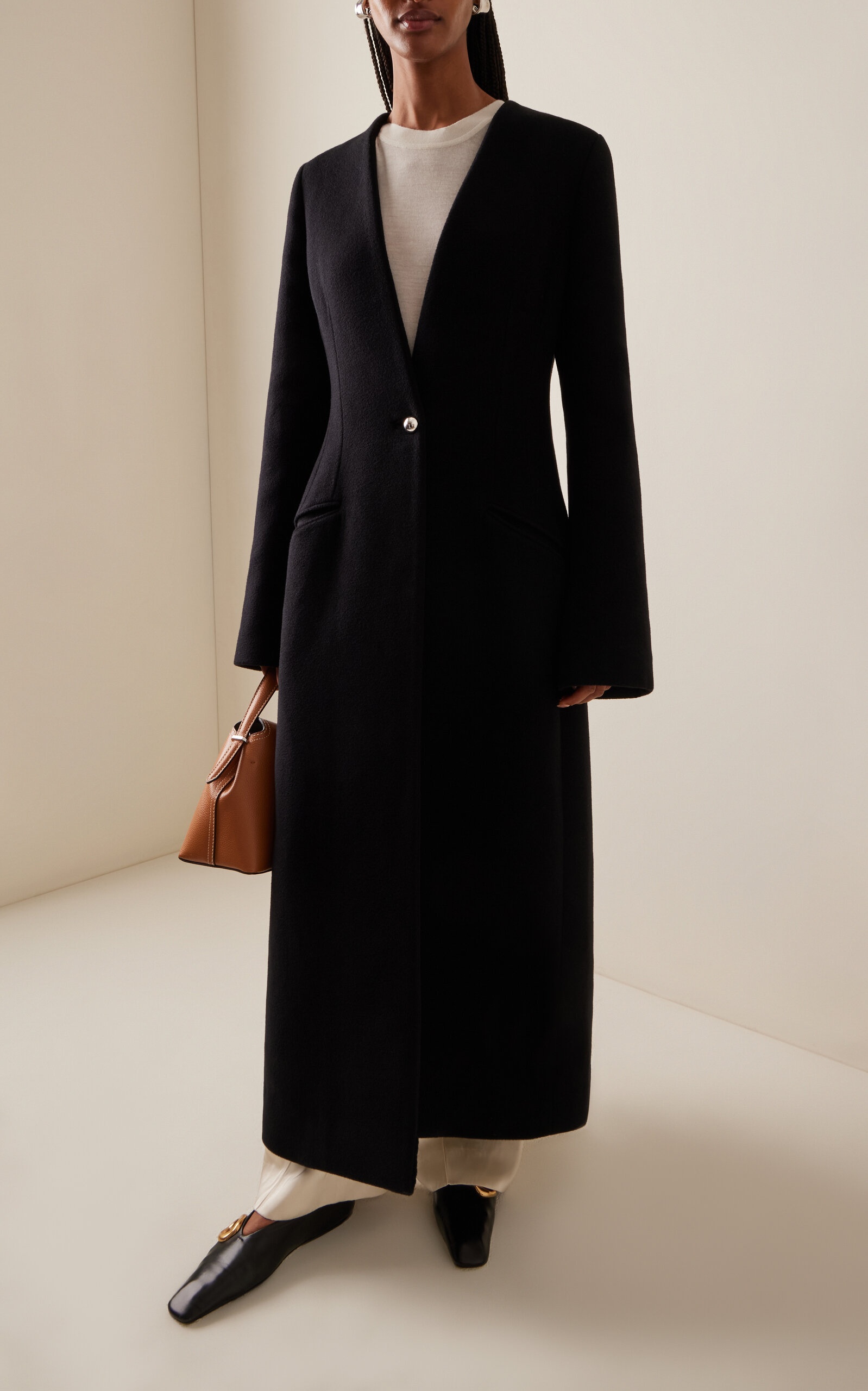 Layered Cashmere Coat black - 5