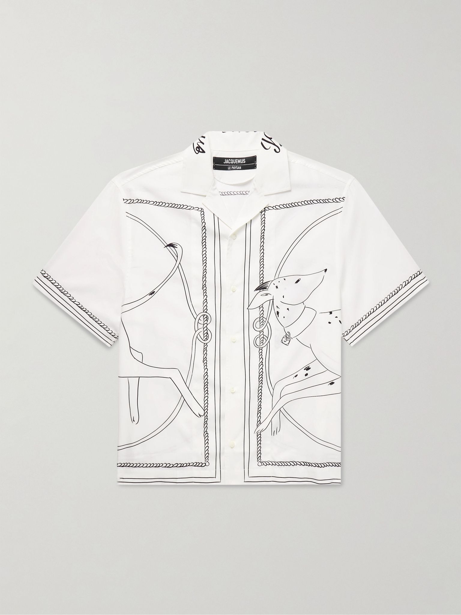 Jean Camp-Collar Printed Cotton-Poplin Shirt White - 1