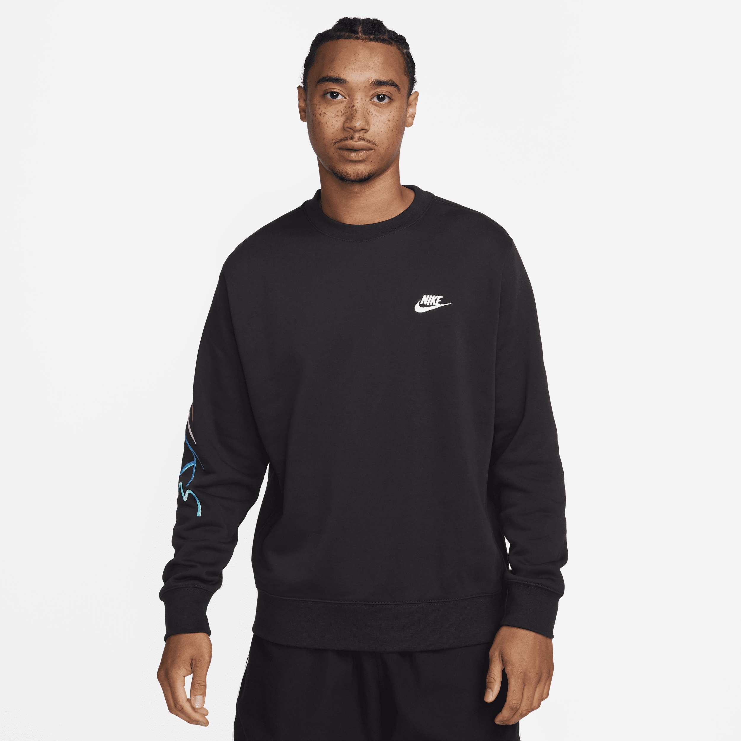 Nike Men's Club Fleece Brushed-Back Graphic Crew - 1