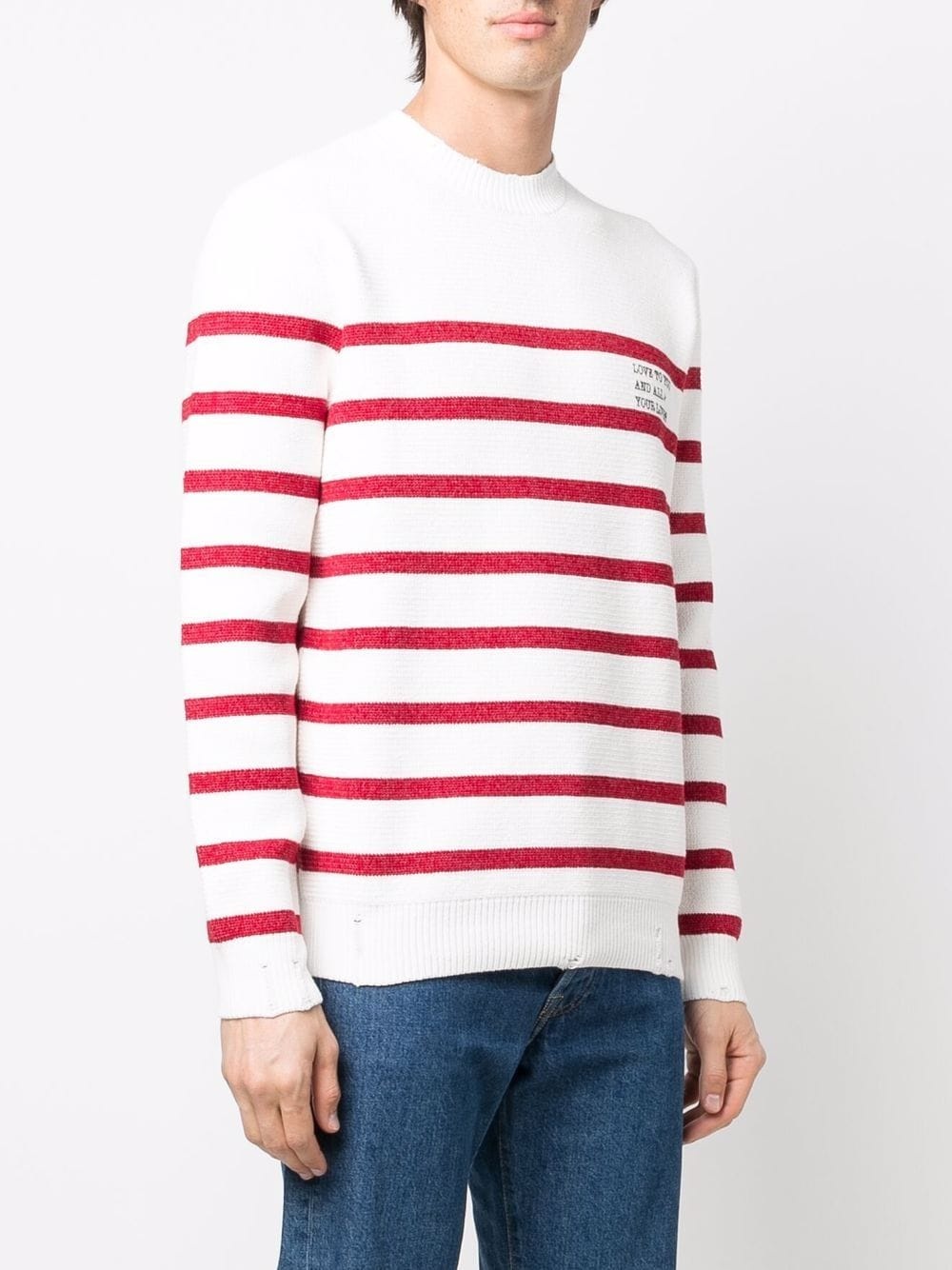 striped crew-neck jumper - 3