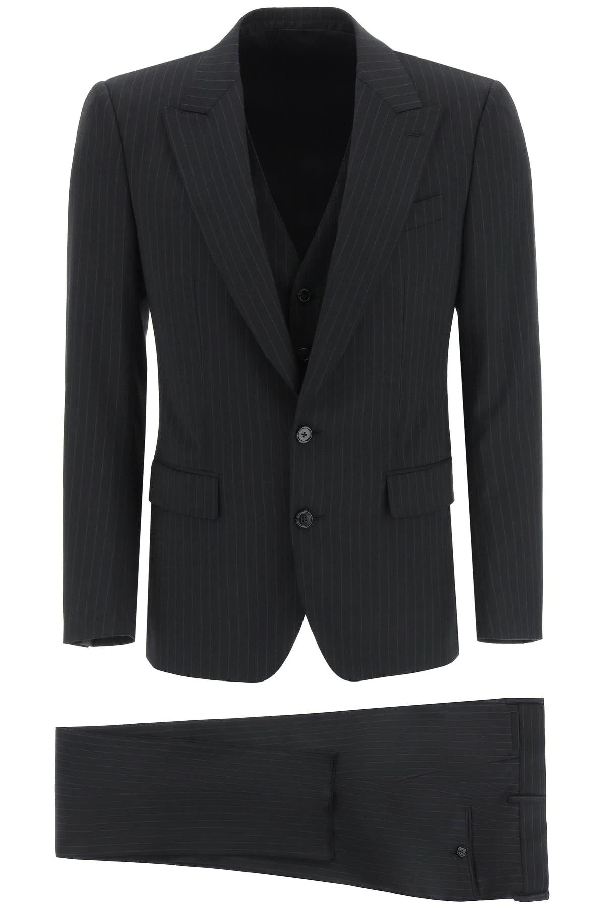 THREE-PIECE SICILY SUIT IN STRETCH PINSTRIPE WOOL - 1