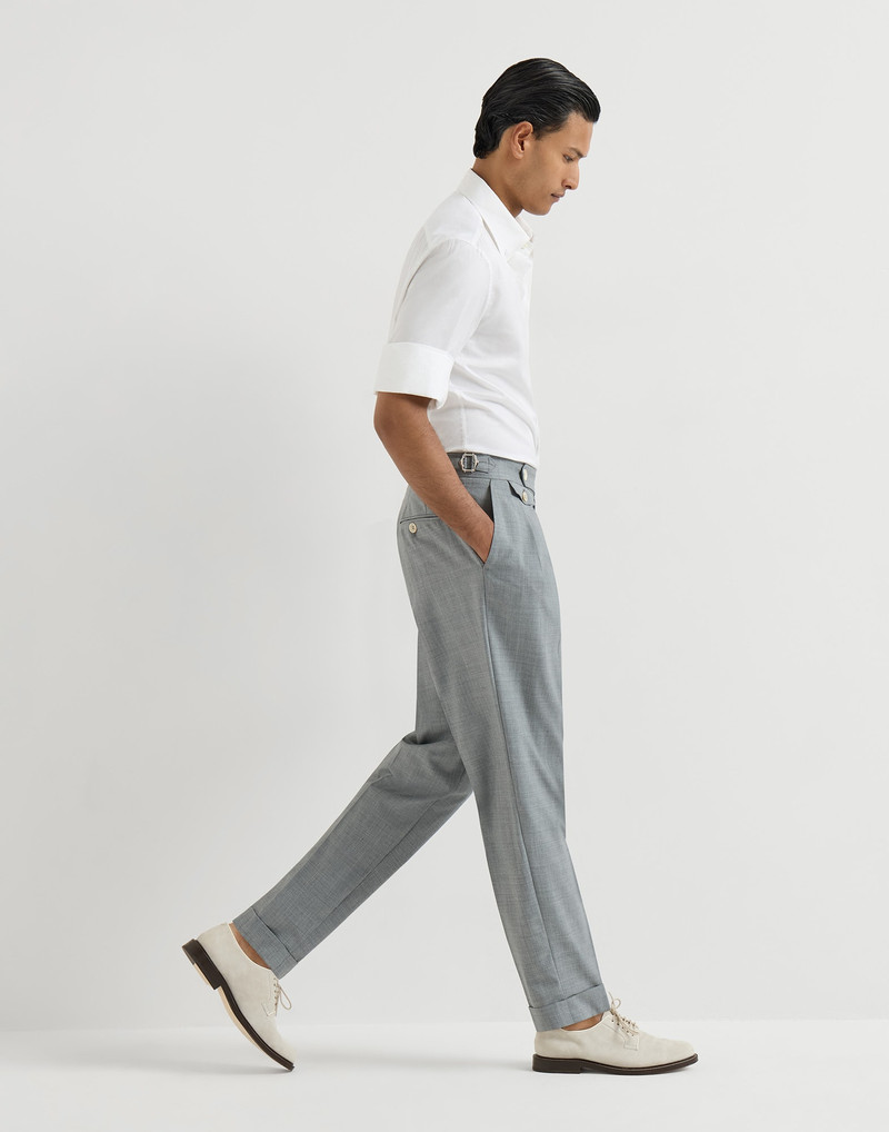 Virgin wool fresco trousers with double pleats and waist tabs 5