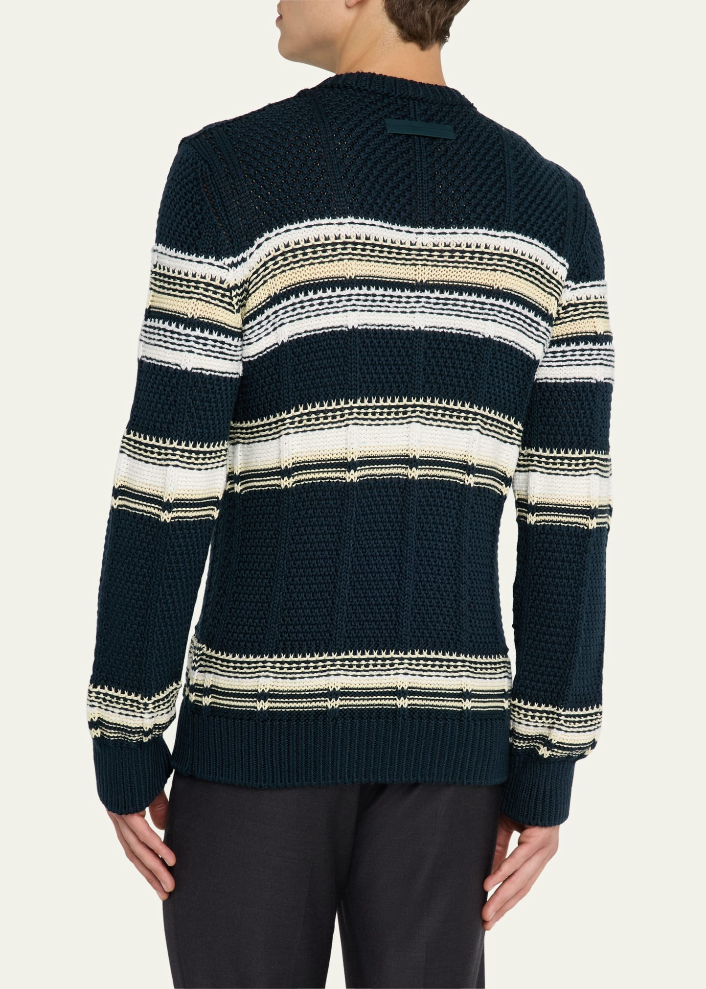 Men's Stripe Jacquard Crewneck Sweater - 3