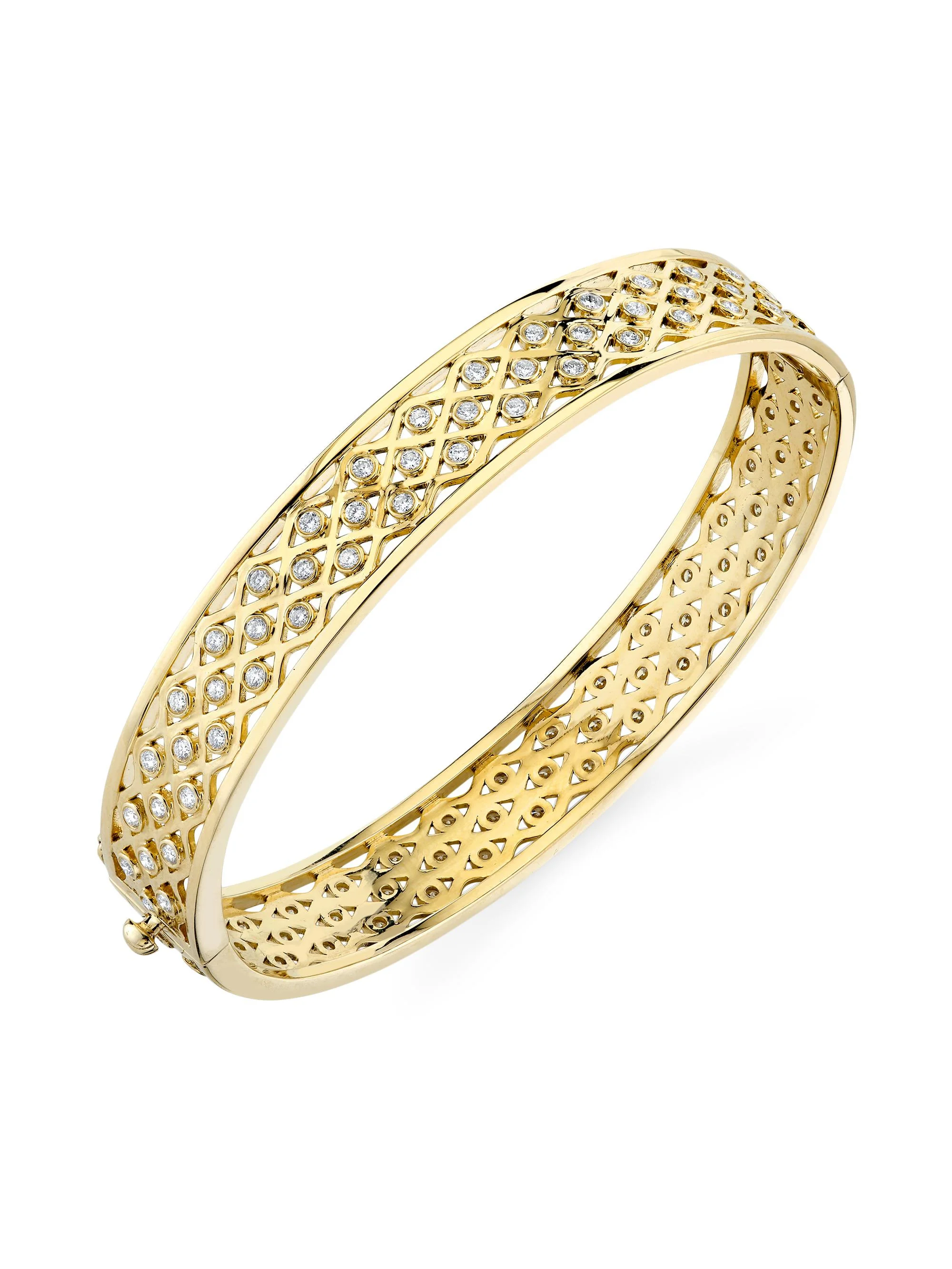 Women's 14K Yellow Gold & 1.37 TCW Diamond Large Fishnet Bangle - Yellow Gold - 1