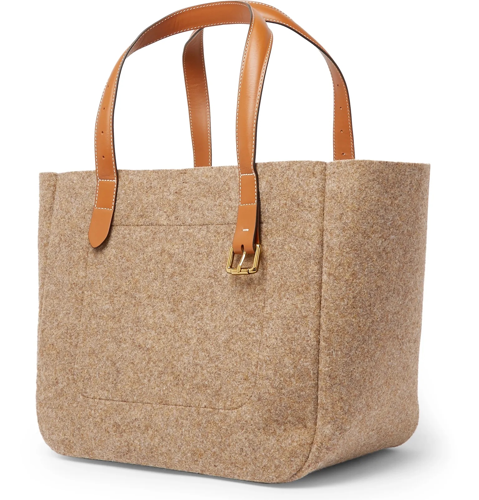 Logo-Embroidered Leather-Trimmed Felt Tote Bag - 4