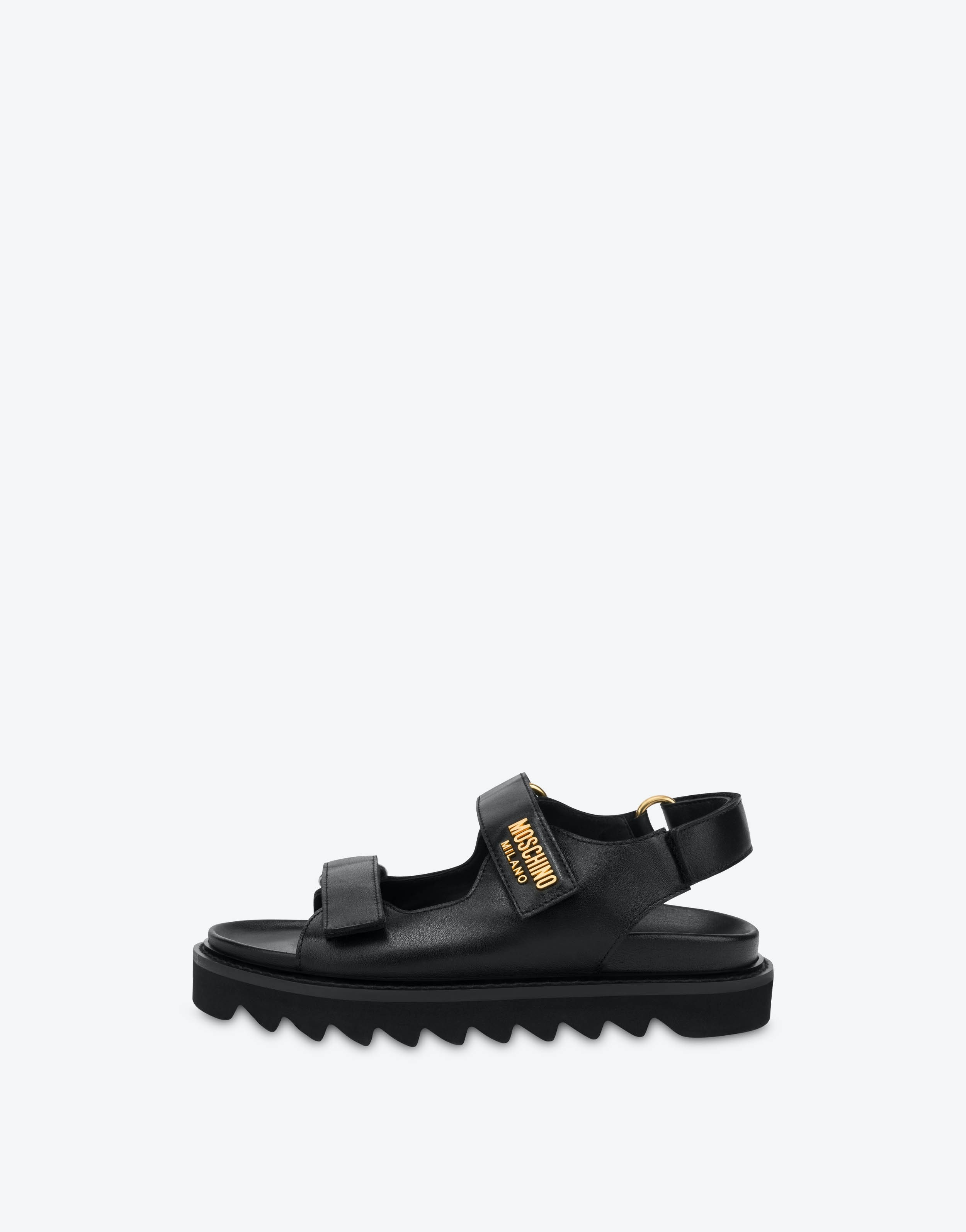 METAL LOGO CALFSKIN PLATFORM SANDALS - 4
