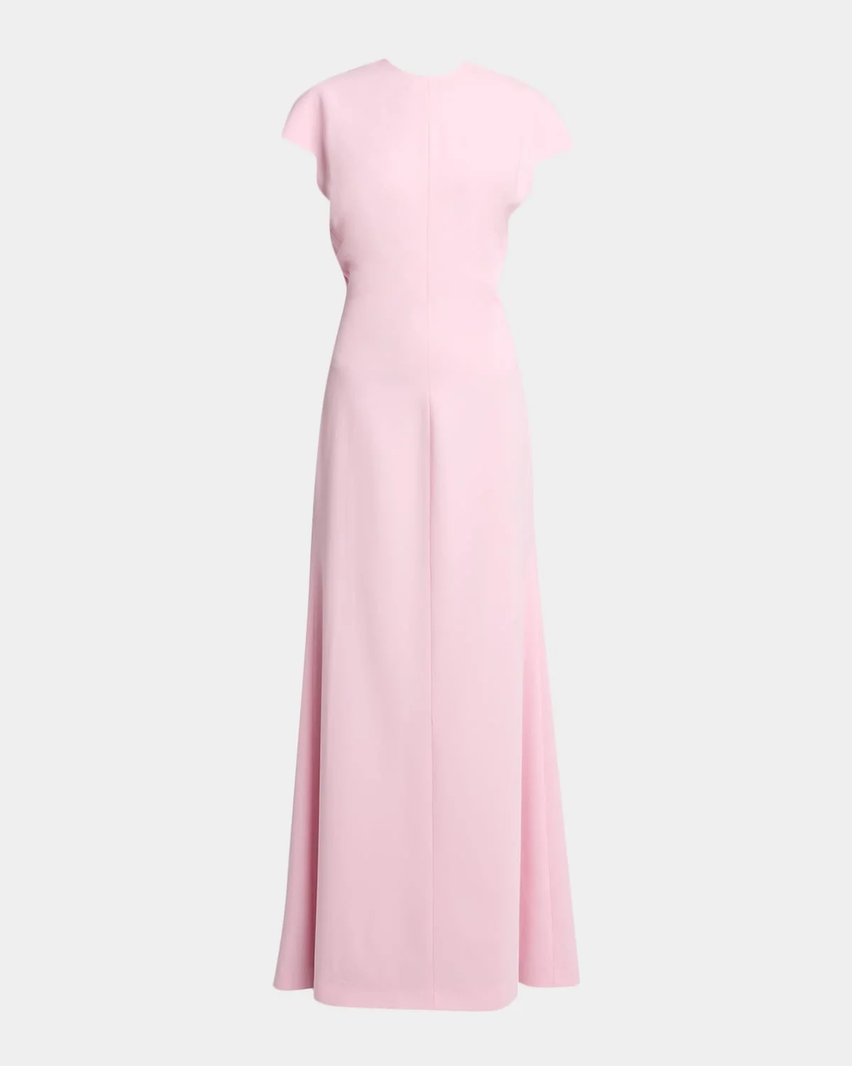 Open Back Short-Sleeve Long Wool Dress - 1