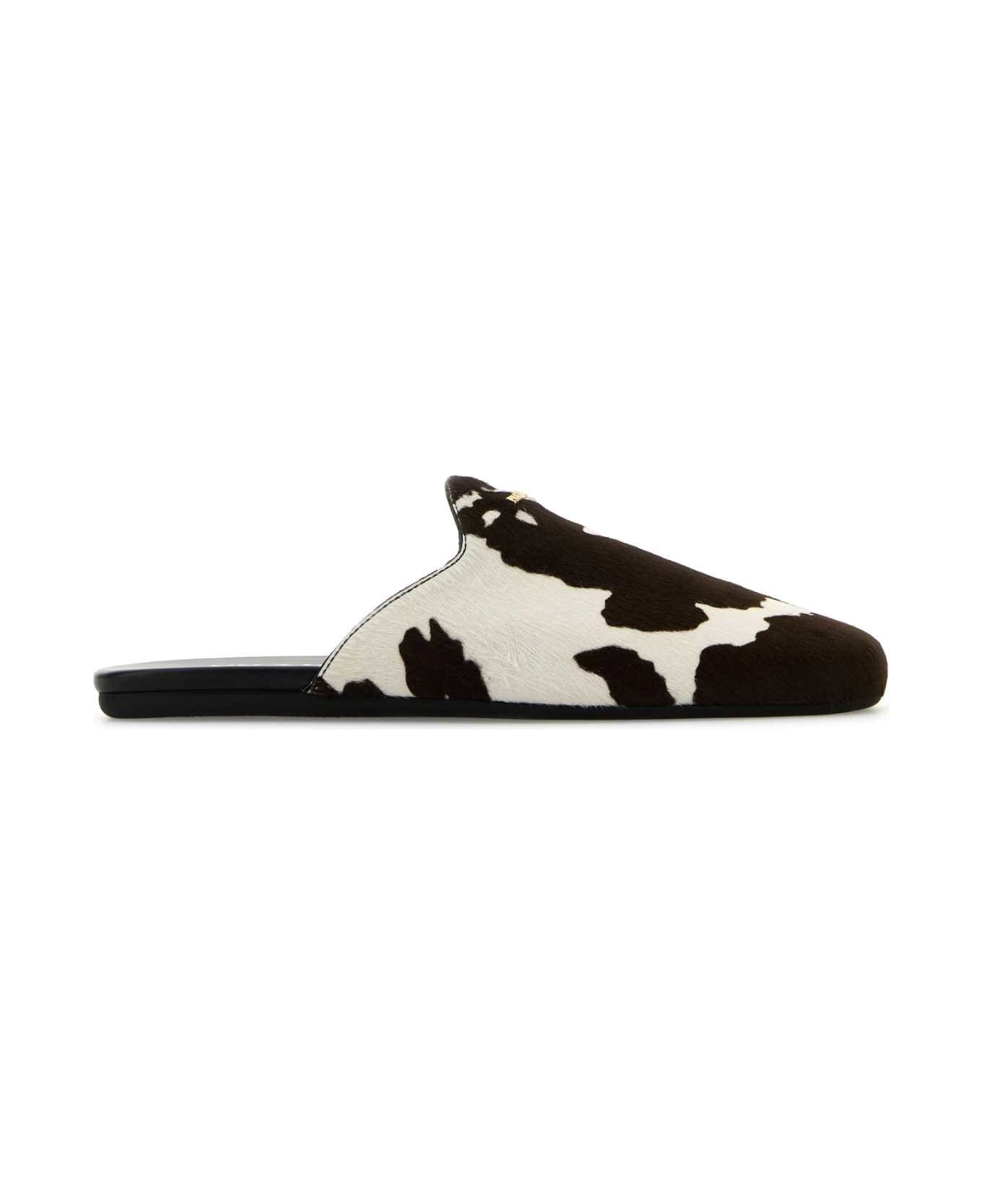 Printed Calf Hair Slippers - 1