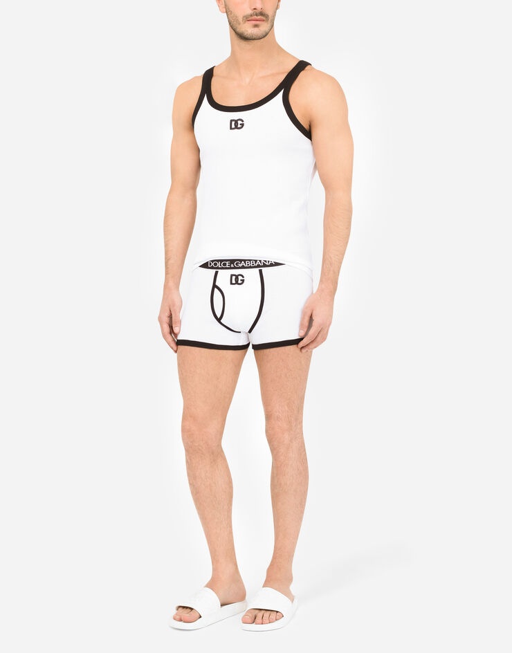 Fine-rib cotton singlet with DG patch - 2