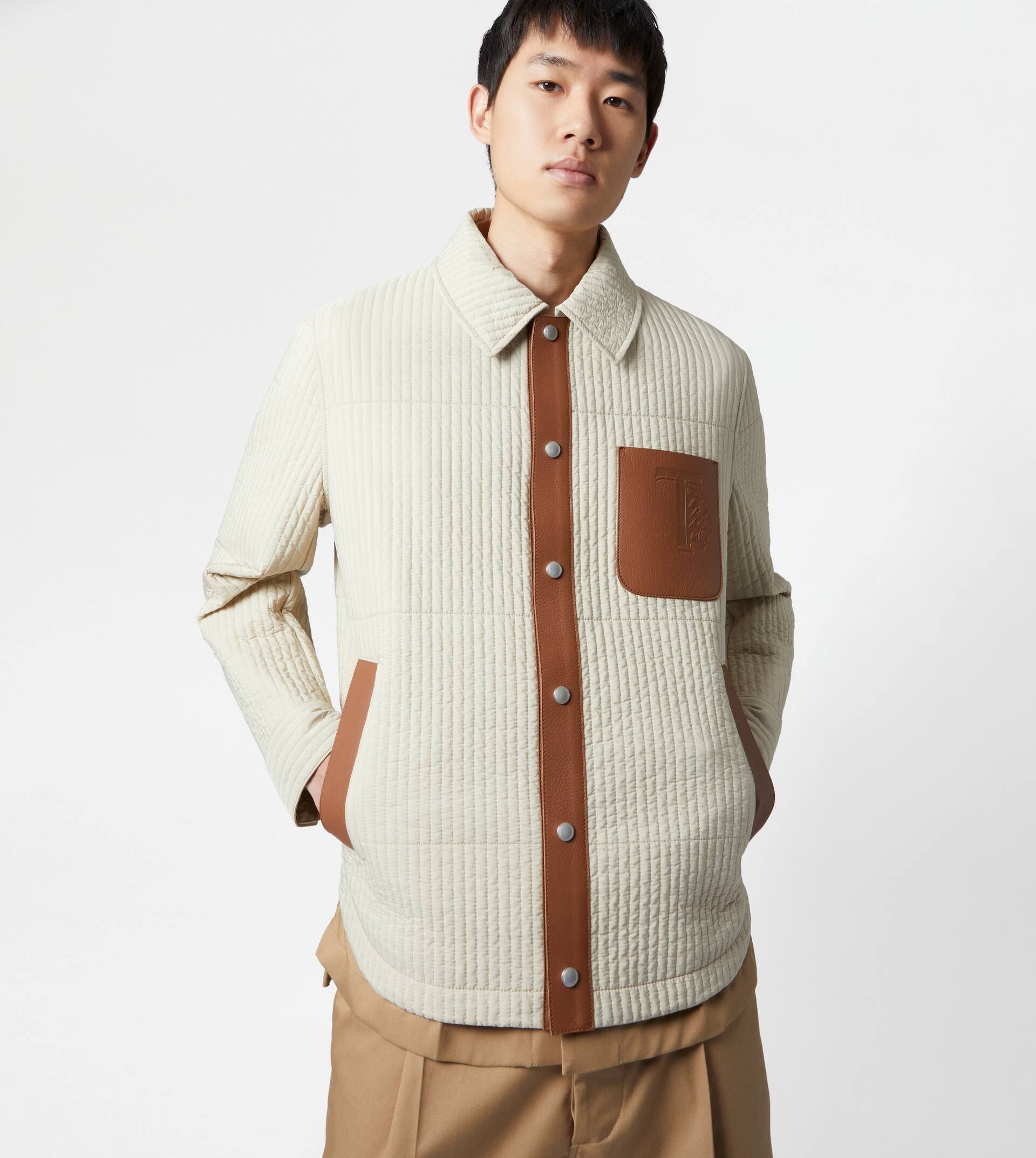 QUILTED OVERSHIRT - BEIGE - 7