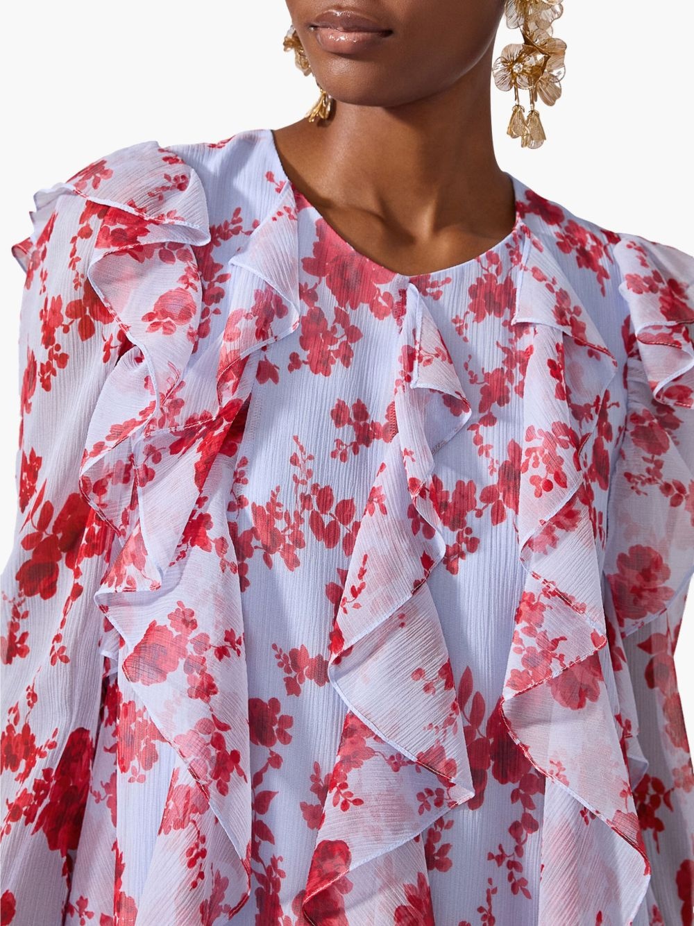 floral-print chiffon dress - 4