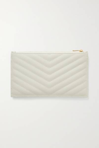 SAINT LAURENT Monogram quilted textured-leather pouch outlook