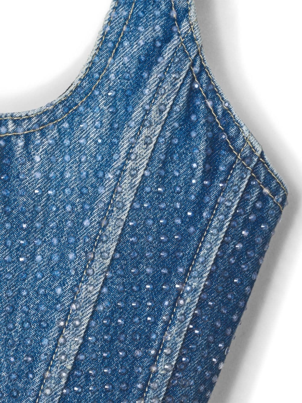 crystal-embellished denim corset - 5