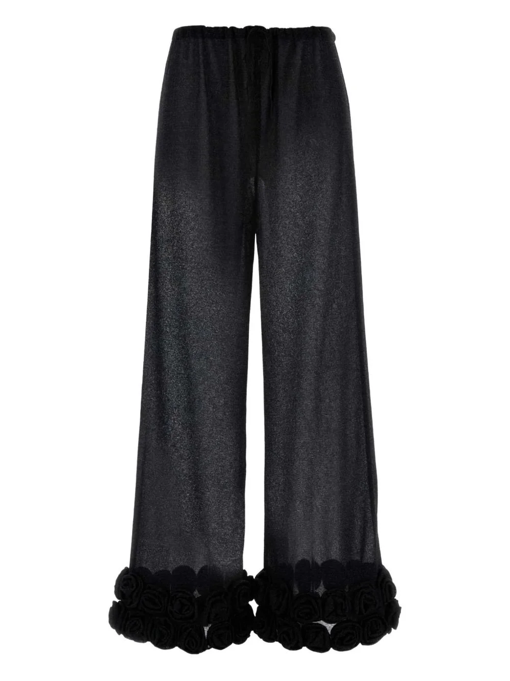 floral-appliqué trousers - 1