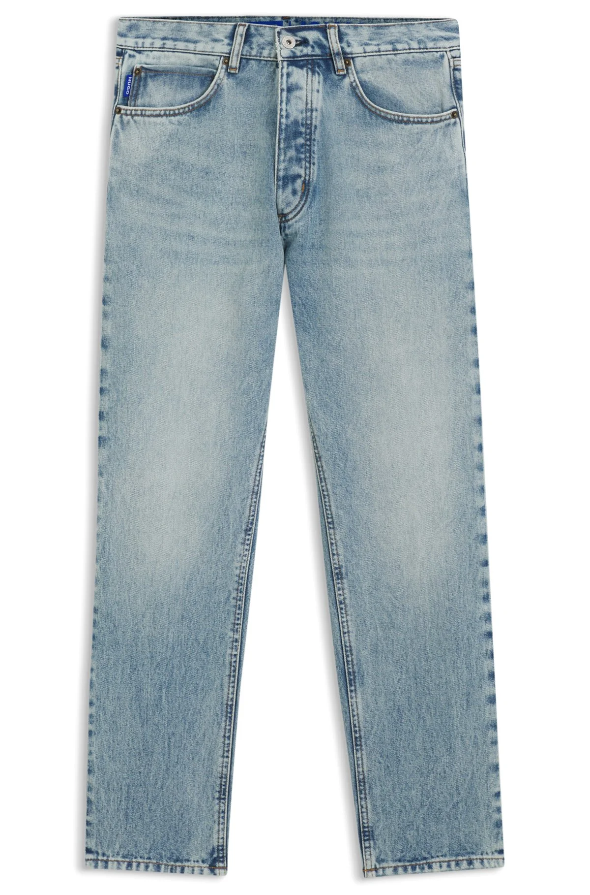 REGULAR-FIT JEANS IN BRIGHT-BLUE BROKEN-TWILL FABRIC - 1