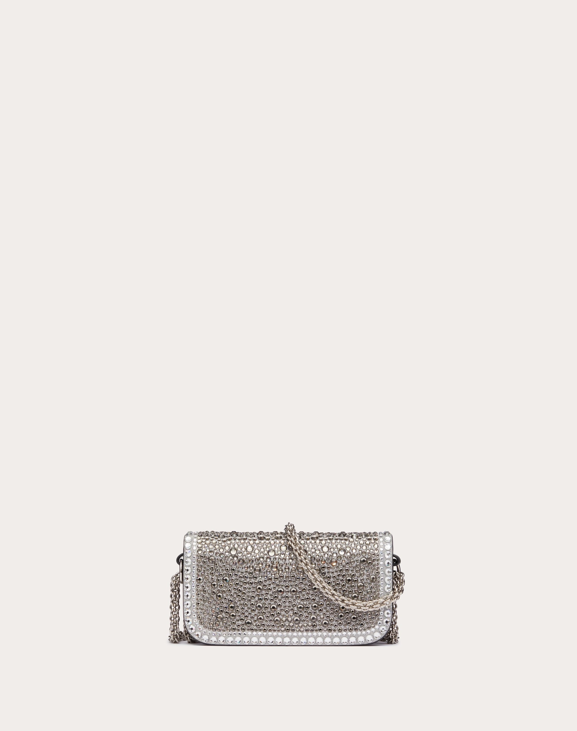 SMALL VALENTINO GARAVANI LOCÒ SHOULDER BAG WITH RHINESTONES - 4