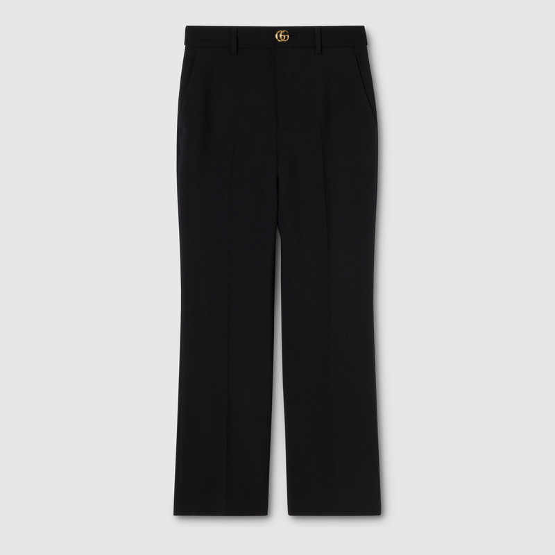 Crêpe wool pants with Double G button 1