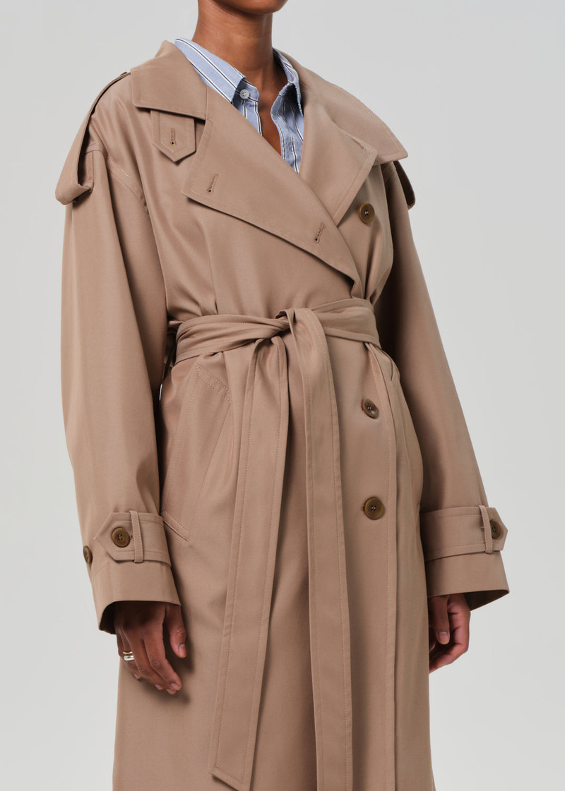 Favi Trench Coat In Dark Khaki 6