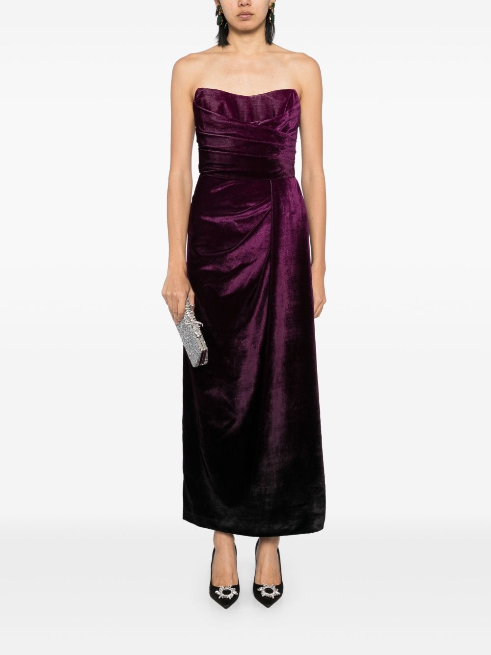 velvet midi dress - 2