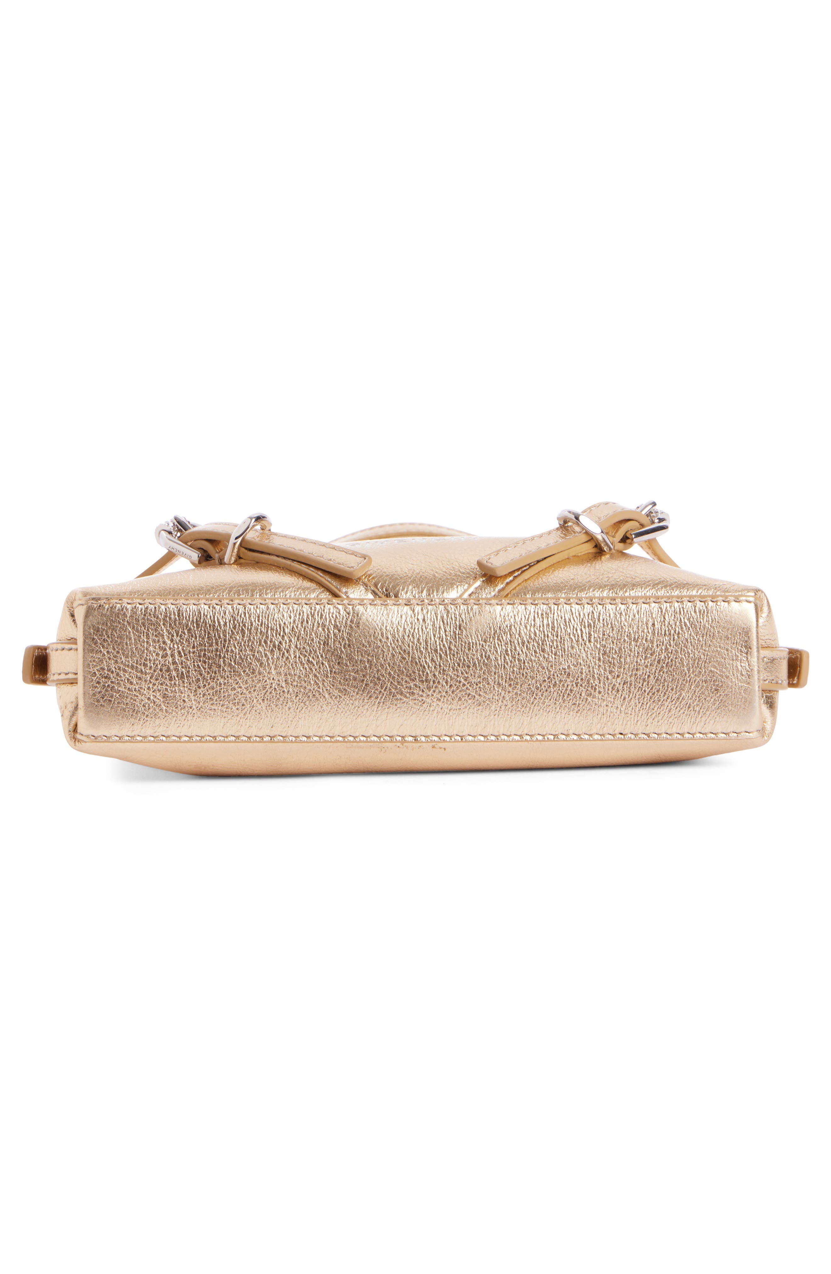 Givenchy Nano Voyou Metallic Leather Top Handle Bag in Golden Sand at Nordstrom - 6