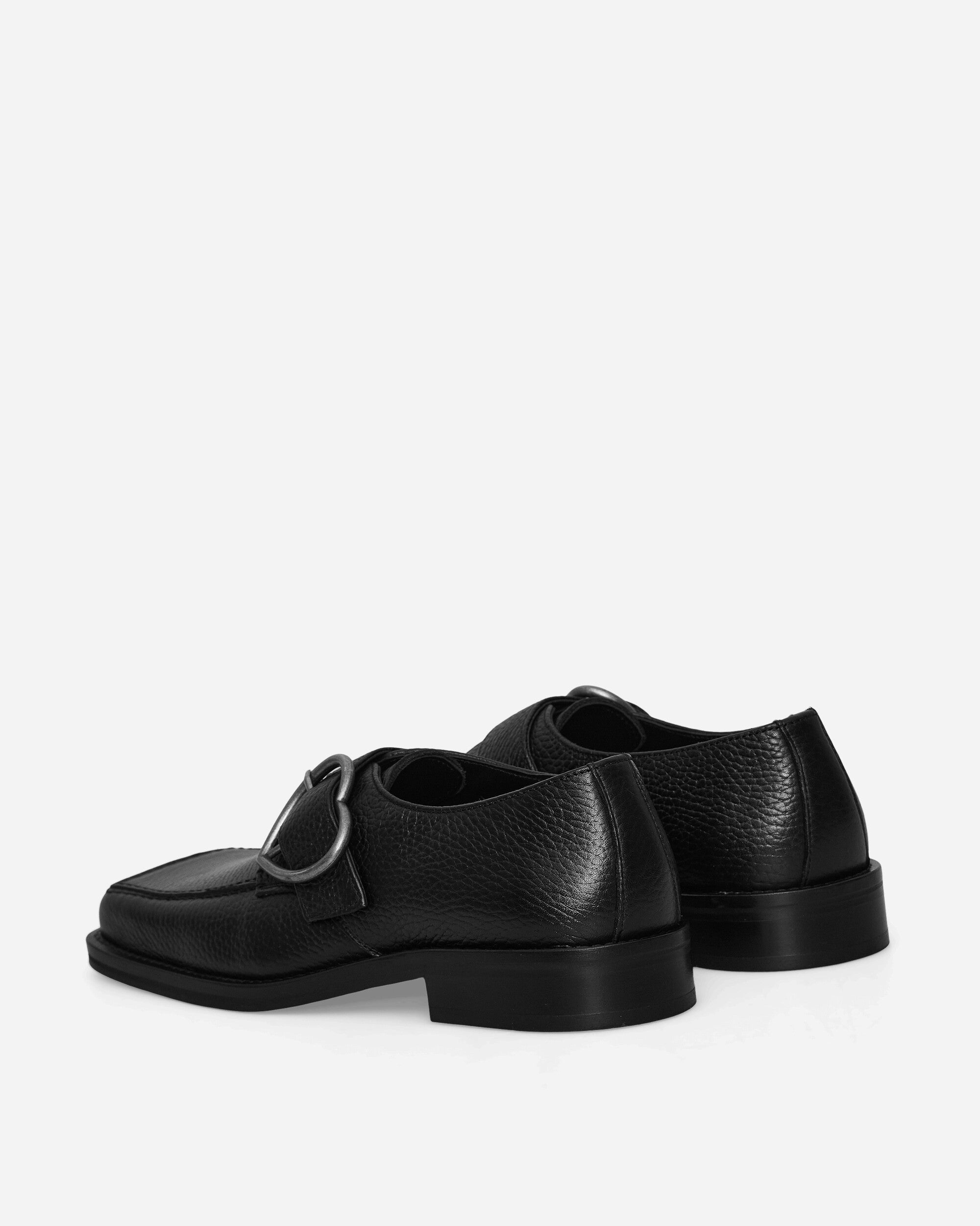 Women's Square Toe Buckle Loafers Black - 5