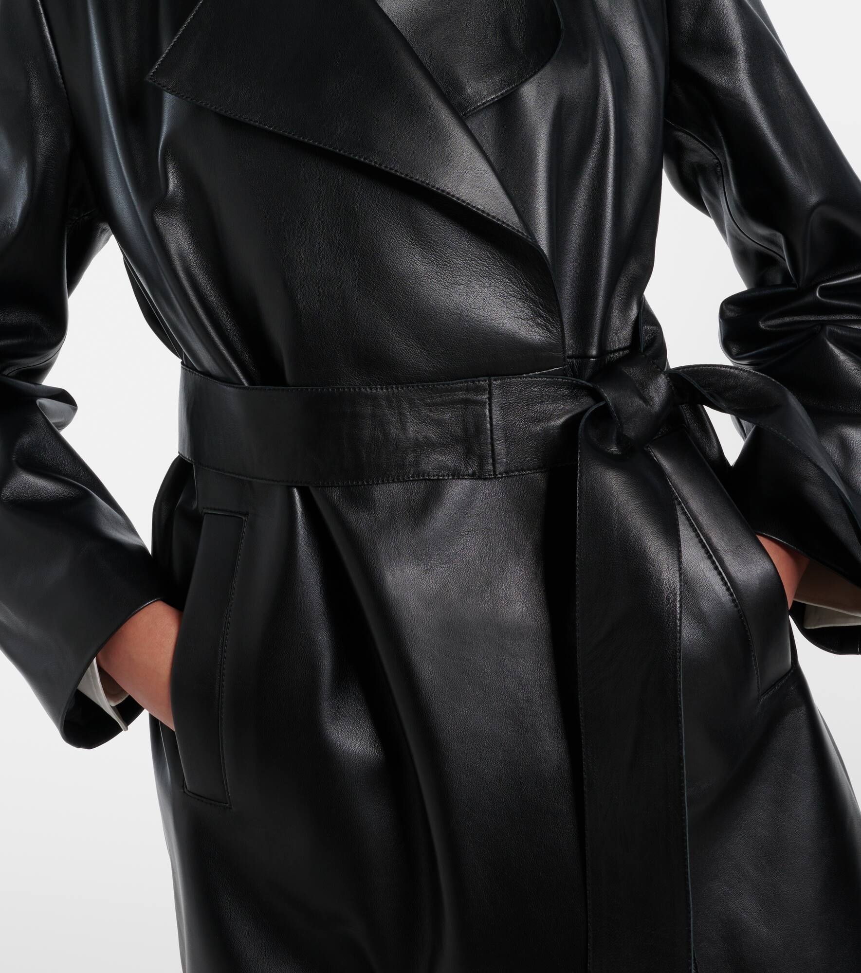 Kerri leather wrap coat - 5