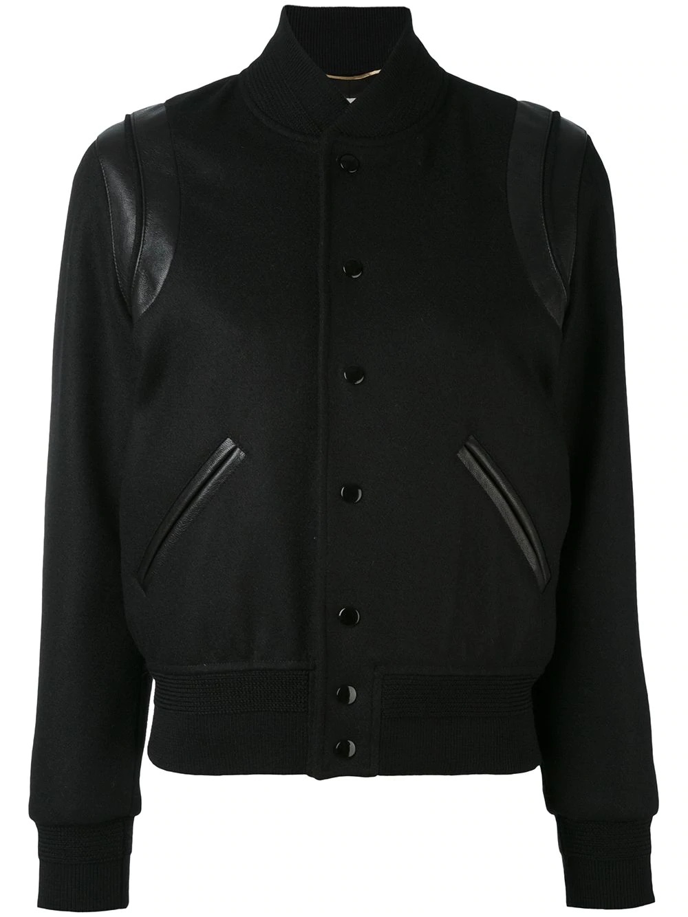 leather trim varsity jacket - 1