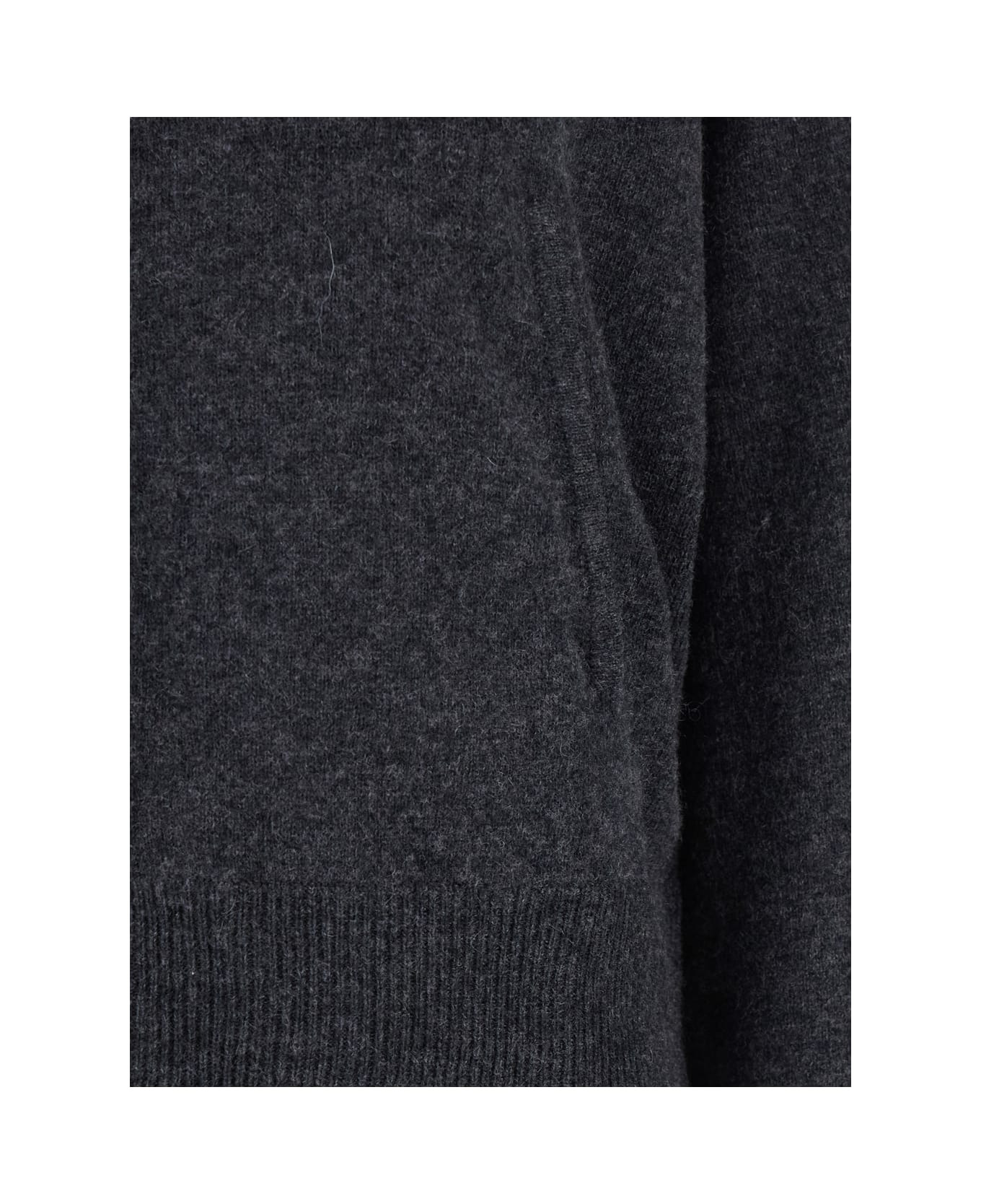 Grey Zip-up Hoodie With Zip Closure In Wool Woman - 3