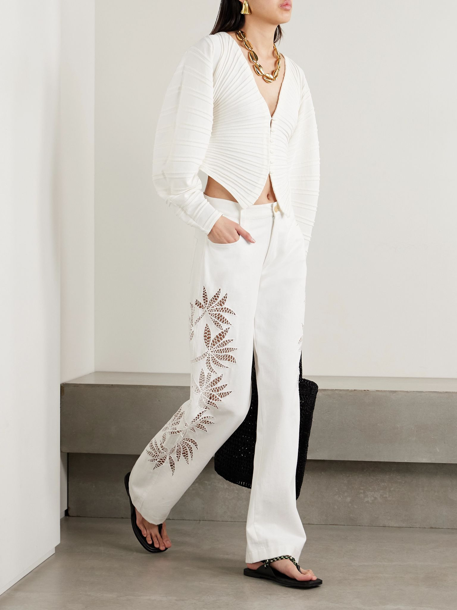 Blair ribbed-knit cardigan Off-white - 2