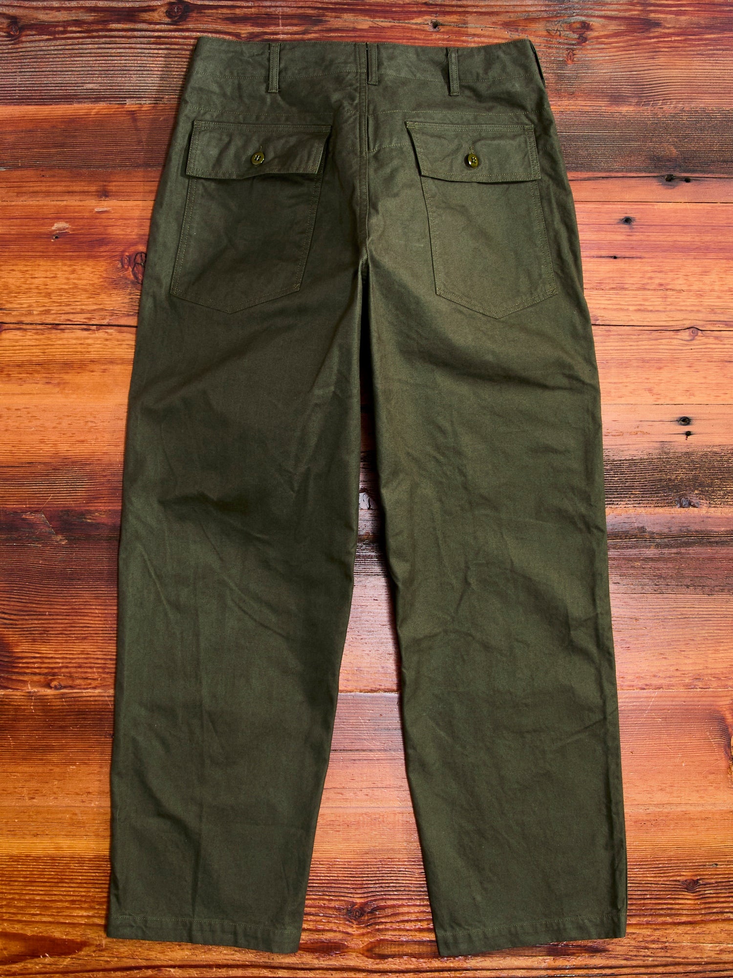 Brushed Herringbone Fatigue Pants in Olive - 10