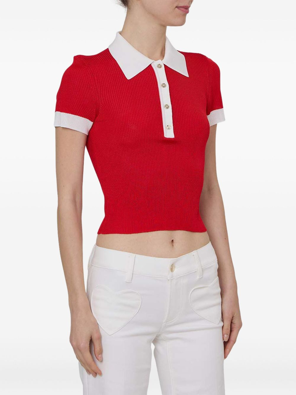 Martha ribbed-knit polo top - 3
