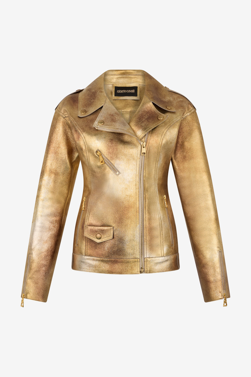 Metallic Effect Biker Jacket - 1