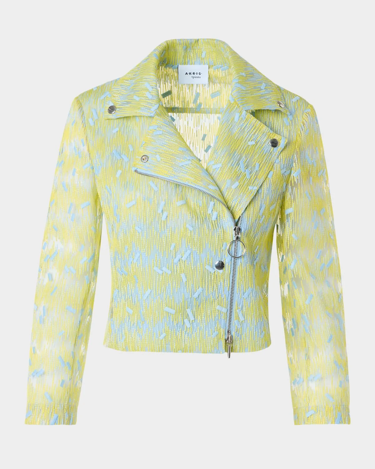 Scribble Dot Cropped Biker Jacket - 1