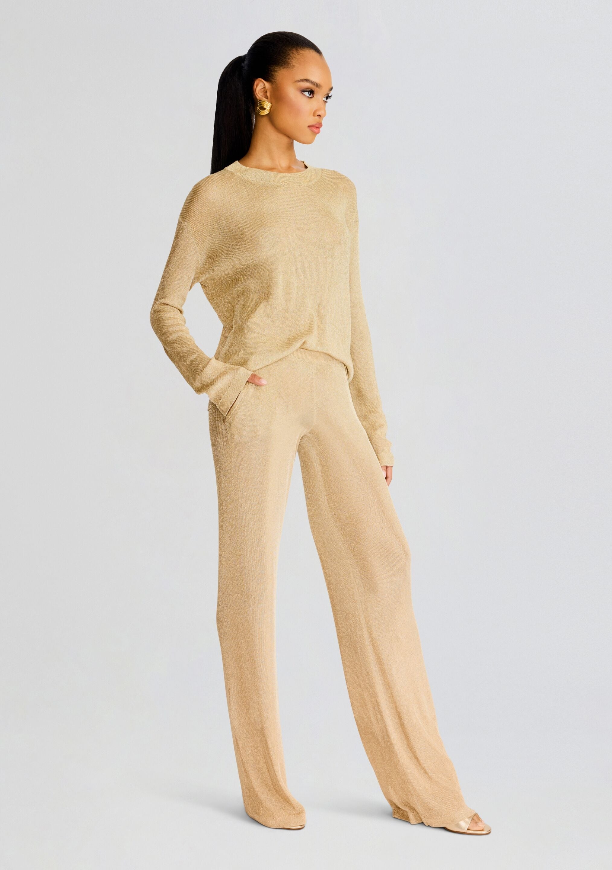 SHELDON METALLIC KNIT PANT - 3