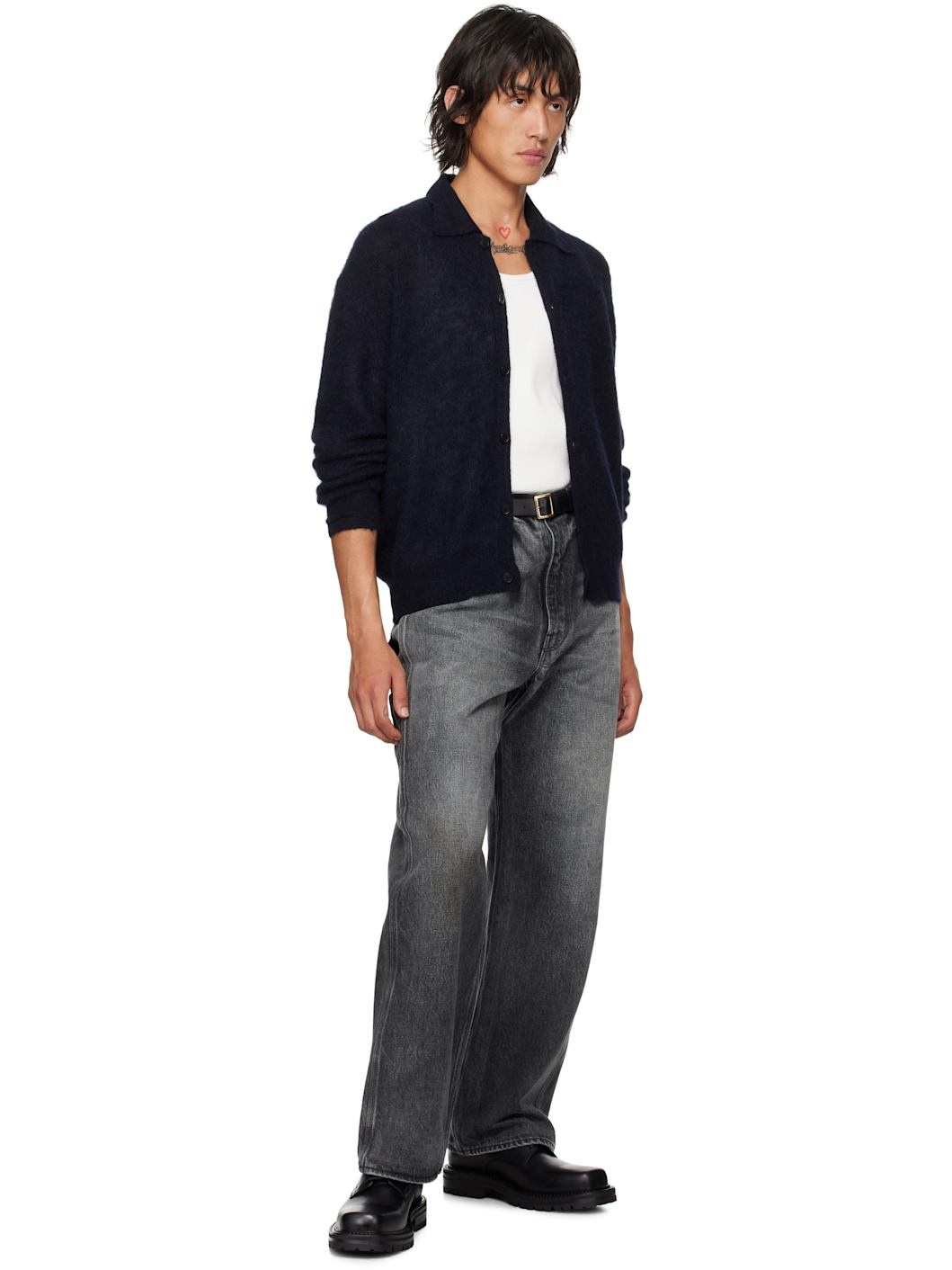 Black Selvedge Faded Heavy Painter Jeans - 5