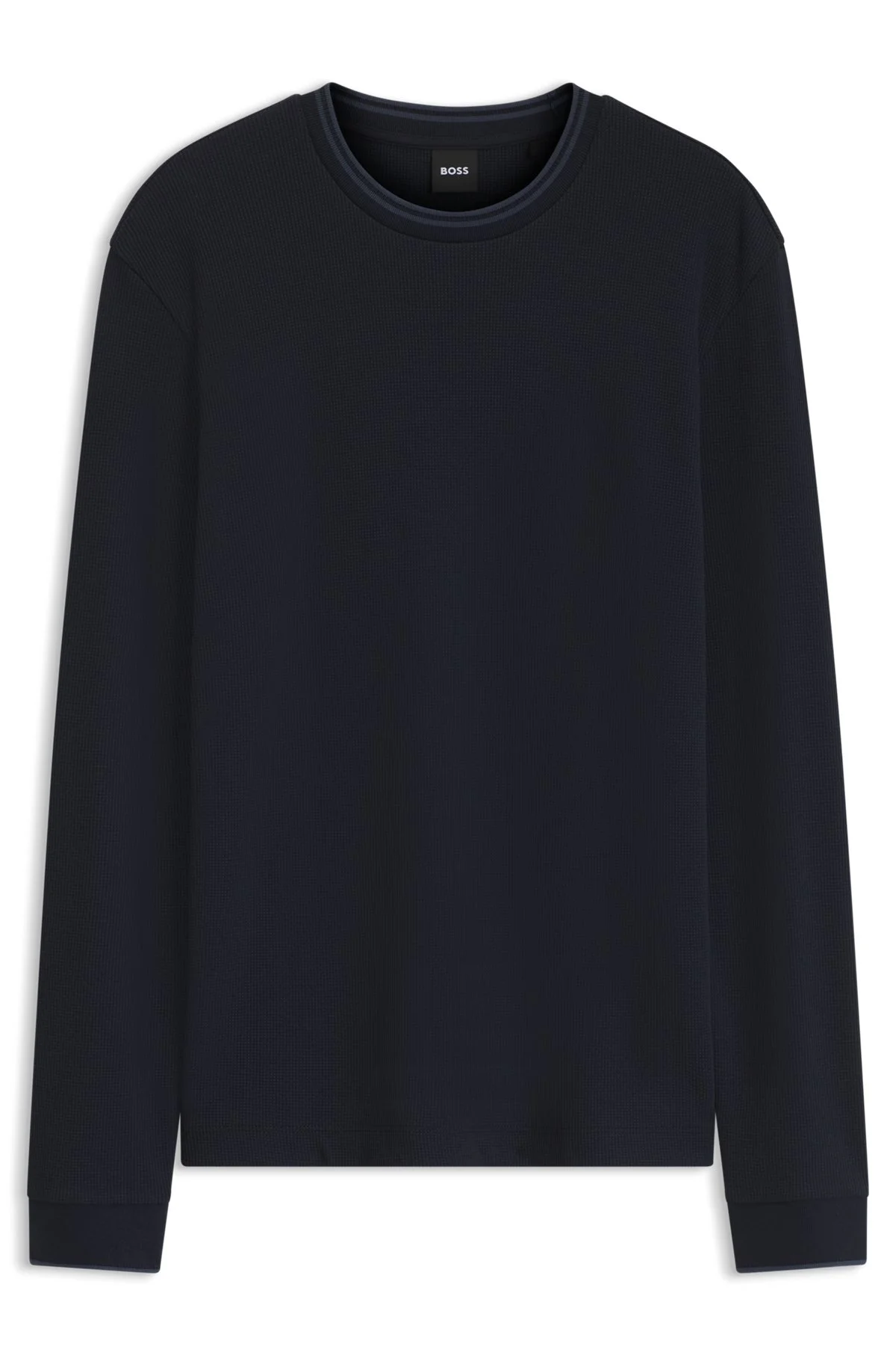 LONG-SLEEVE T-SHIRT IN WAFFLE-TEXTURED STRETCH COTTON - 1