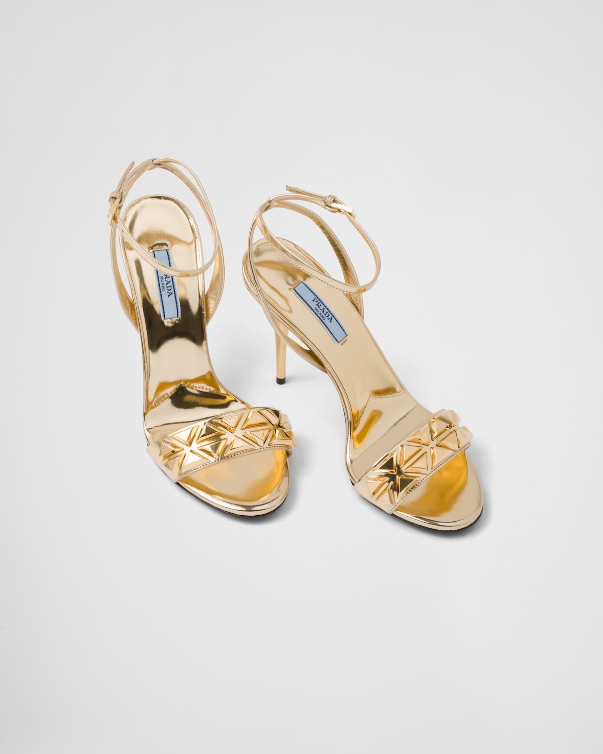 Studded metallic leather high-heeled sandals - 4
