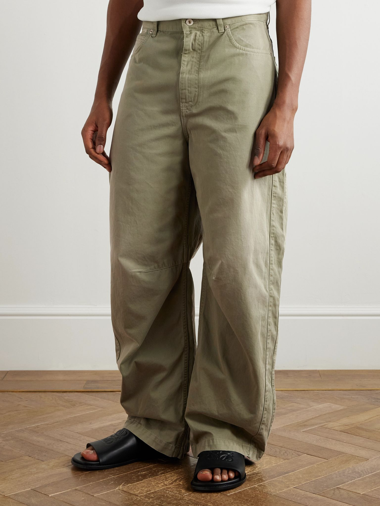 + Paula's Ibiza Barrel-Leg Cotton-Twill Trousers Green - 3