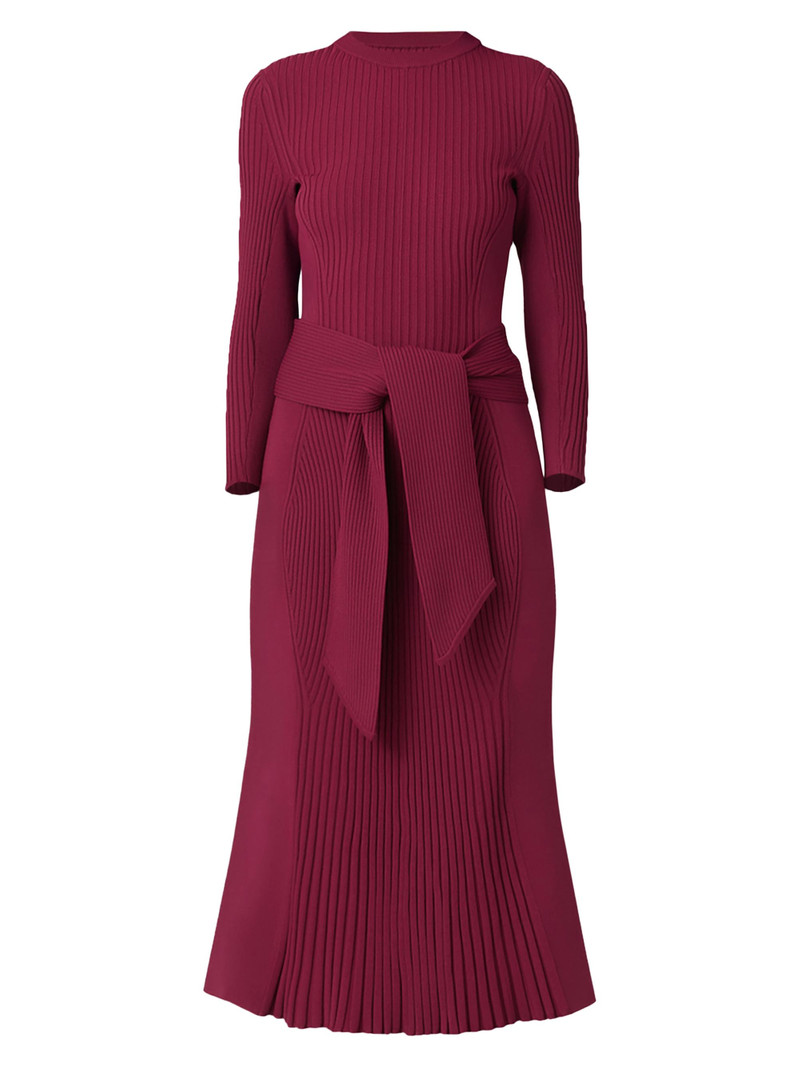 Women's Sam Knit Tie-Waist Midi-Dress - Burgundy 1