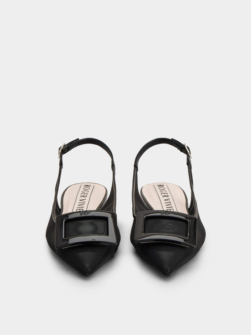 Gommettine Net Lacquered Buckle Slingback Ballerinas in Fabric 7