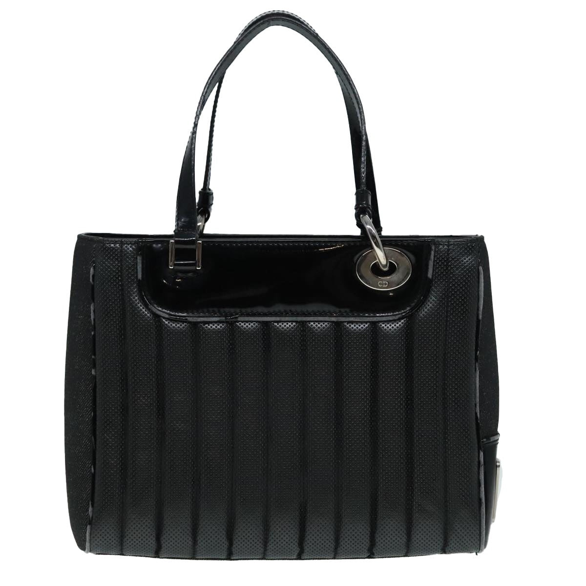DIOR Hand Bag Leather Canvas Black Silver - 2