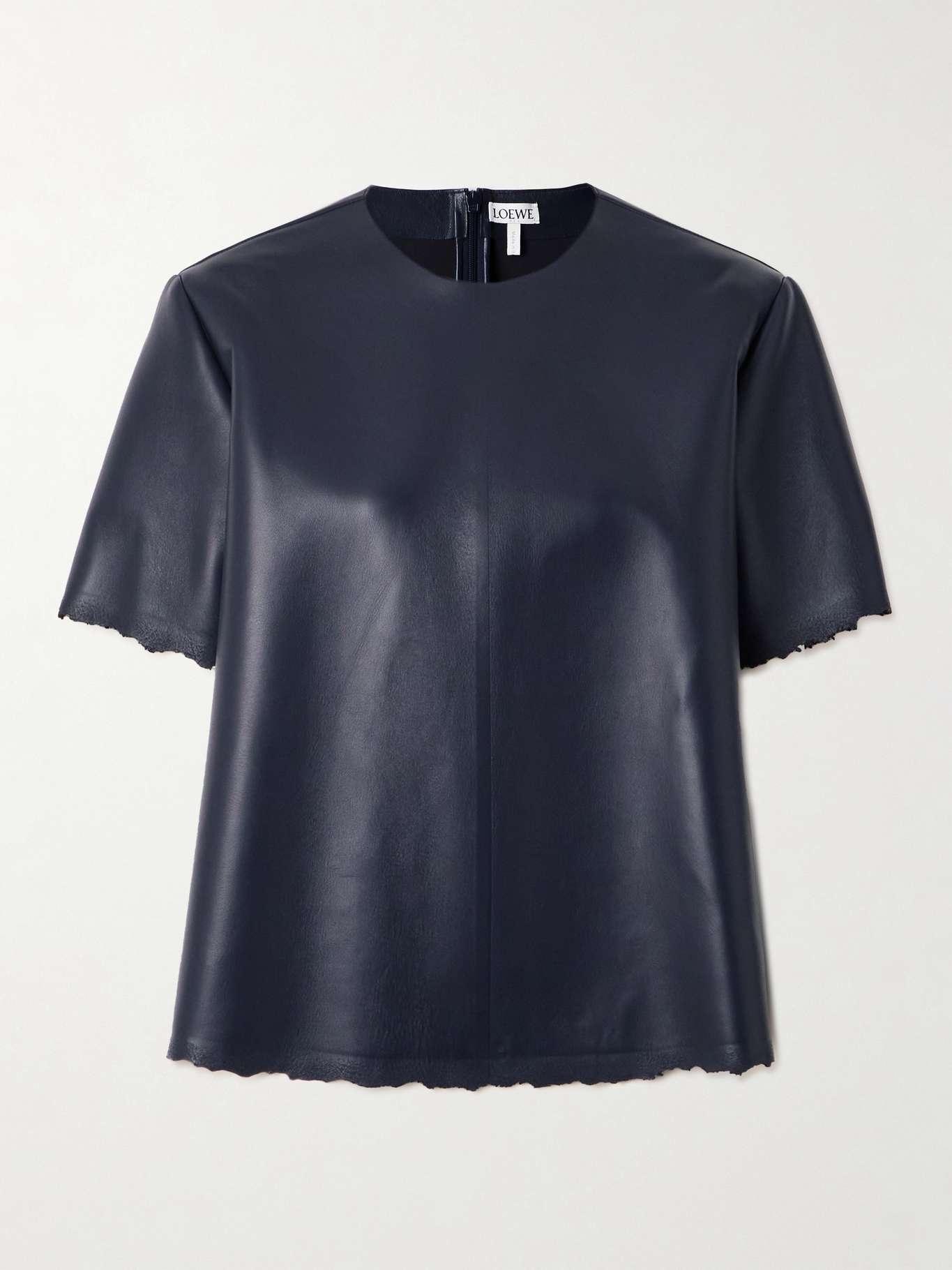 Distressed embossed leather T-shirt - 1