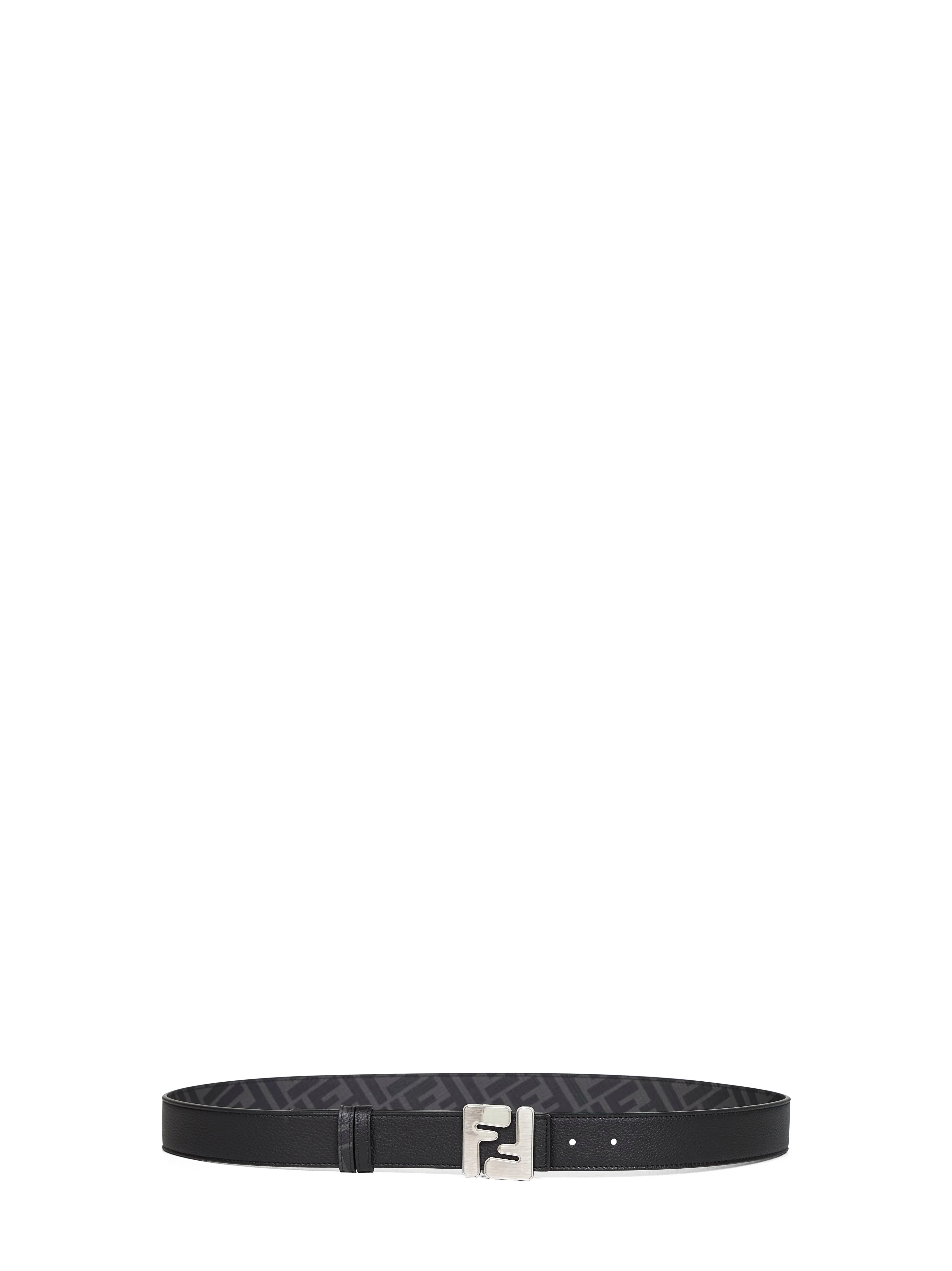 Fendi Men Black Squared Ff Reversible Belt - 1