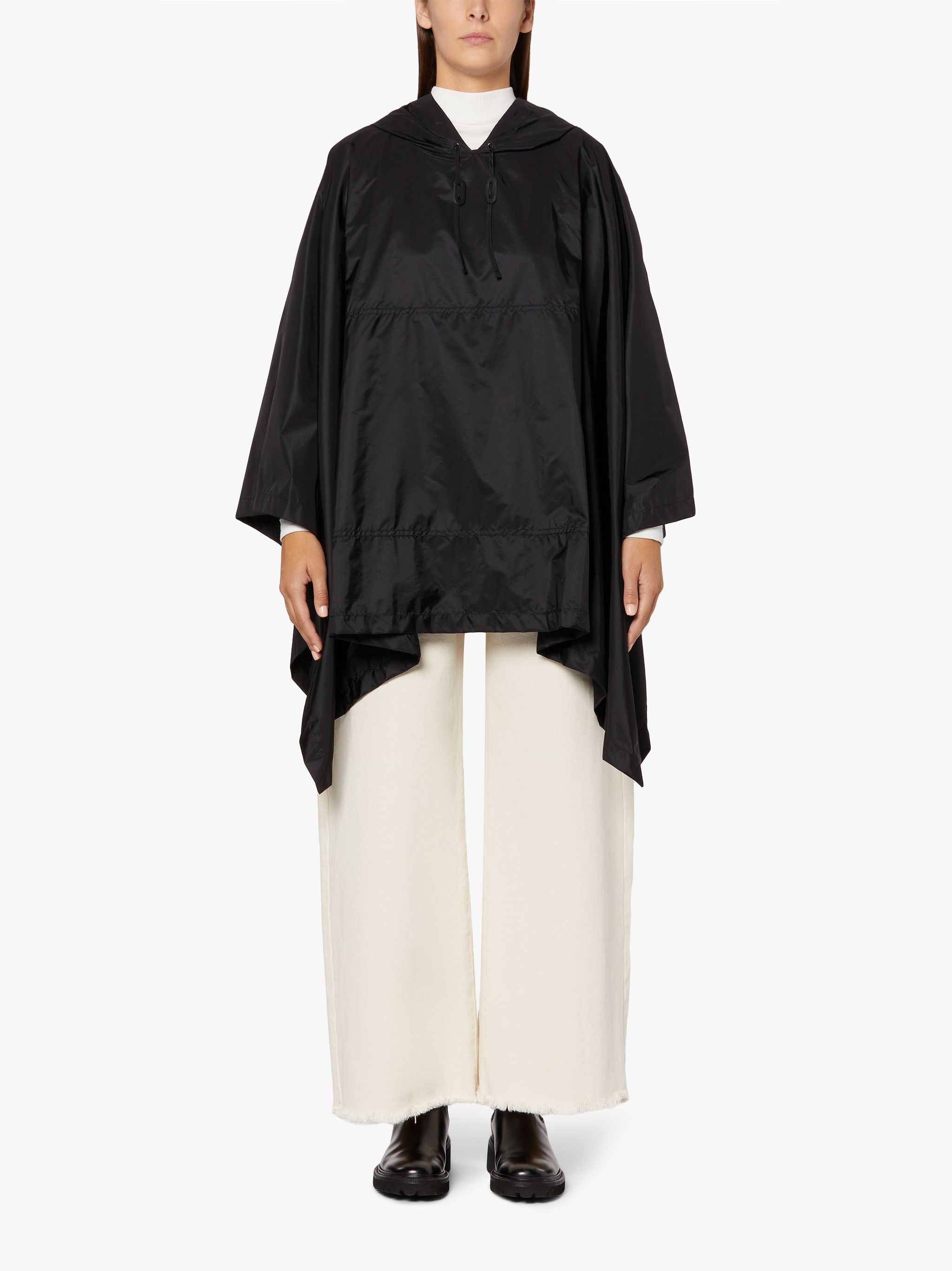 ALNESS BLACK NYLON HOODED PONCHO | LMC-063 - 3