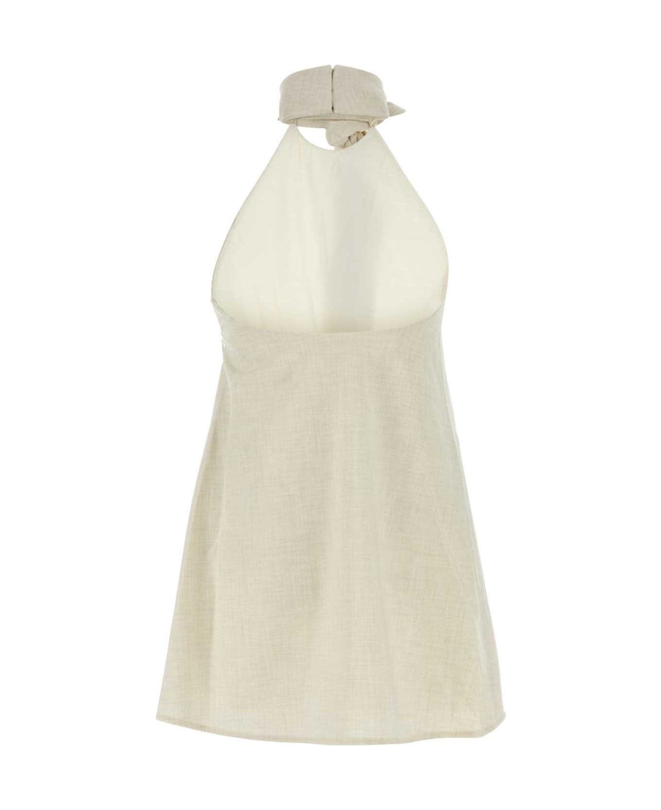 Sand Stretch Polyester Blend Floris Top - 2