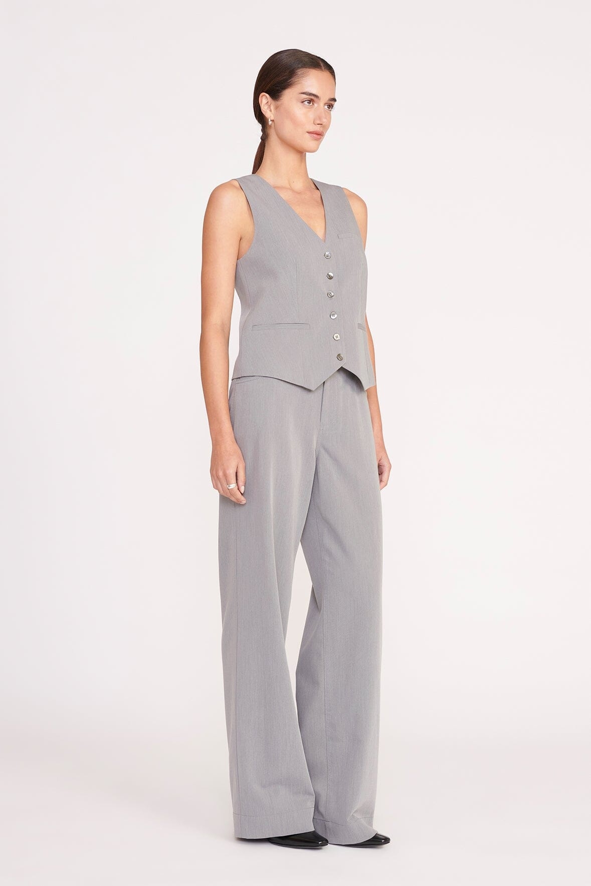 STAUD GRAYSON PANT HEATHER GREY SUITING - 3