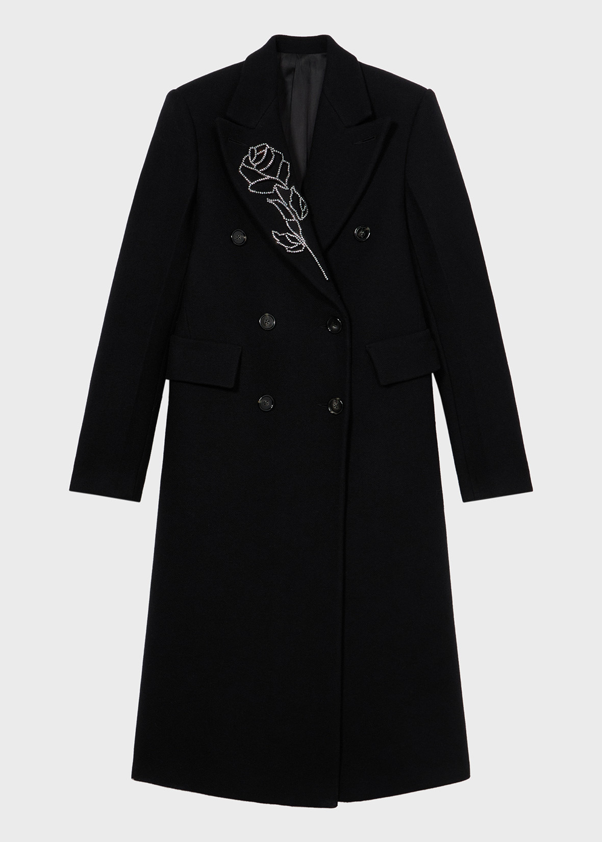 DOUBLE-BREASTED COAT WITH RHINESTONES EMBROIDERY - 1